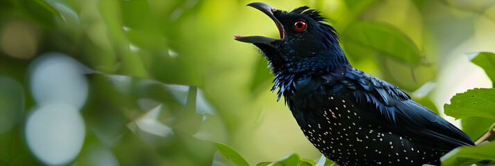 The Enchanting Melodies of Dawn: A Captivating Portrait of an Adult Koel Bird in its Natural Habitat