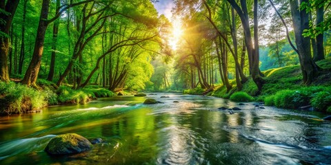 Canvas Print - Serene Forest River: Candid Nature Photography