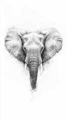 Aufkleber - Detailed illustration of an elephant showcasing its majestic features and unique characteristics in a minimalist style. Generative AI