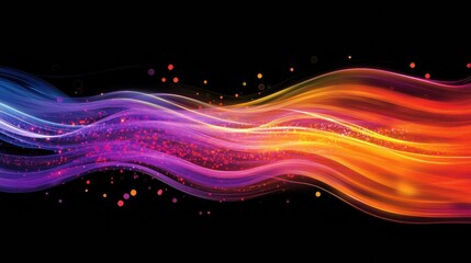 Aufkleber - Vibrant energy lines and dots depicting active communication and seamless data exchange in a digital landscape. Generative AI