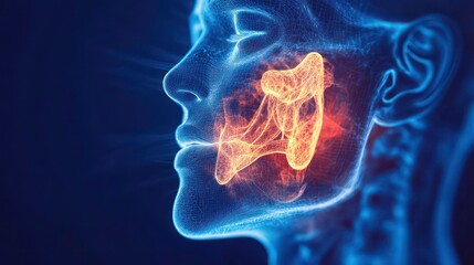 Wall Mural - trigeminal nerve with a highlighted area indicating pain, surrounded by educational text about trige