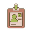 © Dmitry - Id Badge Icon with a green silhouette and checklist design