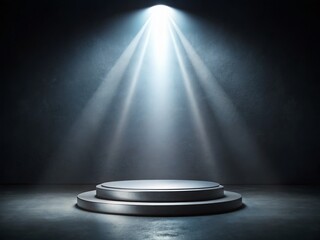 Wall Mural - Soft Gray Spotlight on Empty Podium - Long Exposure Stock Photo