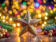 © Danicha - Sparkling Christmas Star Ornament on Festive Background - Rule of Thirds Composition