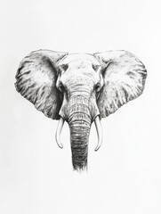 Aufkleber - Majestic elephant portrait showcasing detailed features and lifelike expressions in a minimalist artistic style. Generative AI