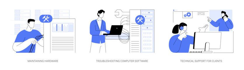 Wall Mural - network technician isolated cartoon vector illustrations se