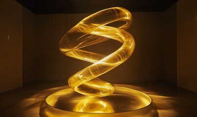 Wall Mural - a glowing spiral sculpture in a dark room