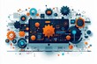 © Georgii - Abstract digital display with charts, gears, and data visualizations