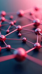 Wall Mural - abstract network connection visualization. pink spheres and lines form a complex web, representing i