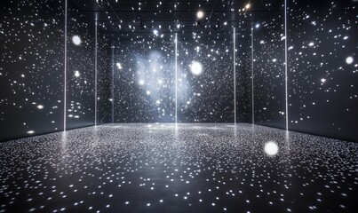 Wall Mural - A room filled with a multitude of small white sparkly lights scattered on the floor