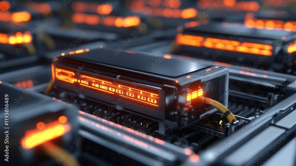 An intricate view of an automated inventory system showcasing RFID ...