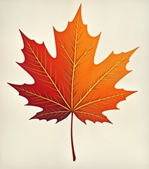 vibrant autumn maple leaf illustration. detailed design shows rich color transitions from orange to 