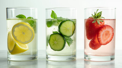 Wall Mural - Three glasses of detox water