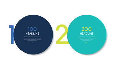 Wall Mural - 2 elements scheme, diagram. two empty connected circles. infographic template.