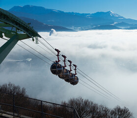 Wall Mural - Cable car of Grenoble in sky of city in France outdoor.