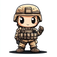 Adorable Cartoon Soldier: A Cute and Captivating Military Illustration