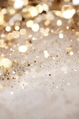 Fototapete - Elegant Gold and White Bokeh Background for Luxurious Celebrations and Festive Occasions : Generative AI
