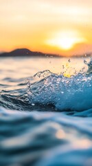 Poster - Dynamic Ocean Wave at Sunset Captures Serenity and Power of Nature : Generative AI