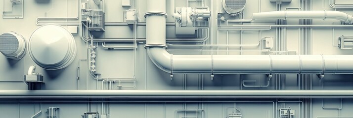 Aufkleber - Geometric industrial pattern featuring oil tanks, pipes, and rigs in an intricate arrangement showcasing energy infrastructure. Generative AI