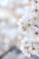 Poster - Beautiful Blurred Background of Cherry Blossoms in Full Bloom Capturing the Essence of Springtime : Generative AI