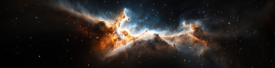 Wall Mural - Nebula with Orange, Brown, and Blue Gas Clouds and Stars