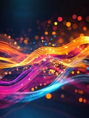 Leinwandbilder - Dynamic flows of vibrant energy lines and dots illustrating active data exchange and communication patterns. Generative AI