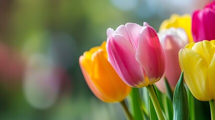 Poster - Vibrant Assortment of Colorful Tulips in a Spring Flower Garden : Generative AI