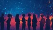 © Farid - Silhouetted figures networking against a vibrant digital backdrop