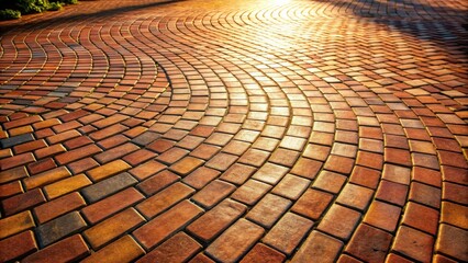 Fototapete - Warm Sunset Light on a Curved Brick Pathway