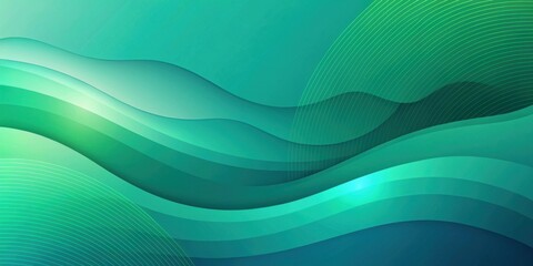 Wall Mural - Abstract Teal and Green Wavy Lines Background Design