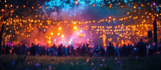 Vibrant fireworks exploding in a dazzling array of colors and lights illuminating the enchanting night sky during a lively festival The blurred bokeh effect creates a magical