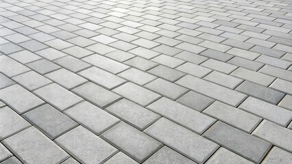 Aufkleber - A perspective view of a herringbone pattern paved walkway made of light gray rectangular stones