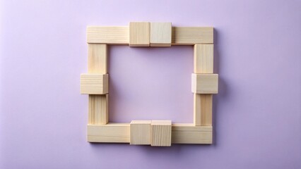 Aufkleber - Wooden blocks forming a square frame on a lilac background