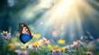 © Mary Salen - A delicate enchanted woodland flower landscape forest glowing sunlight clearing mystical magical healing fairyland butterfly ambience meditation spiritual environment copy space nature background