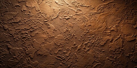 Fototapete - Illuminated Textured Brown Surface with Deep Shadows and Irregular Patterns