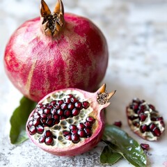 Wall Mural - Juicy Red Pomegranate Seeds  Fresh Fruit  Healthy Eating