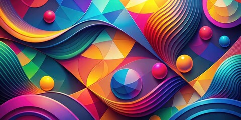 Leinwandbilder - Abstract Colorful Swirls and Geometric Shapes Background Design