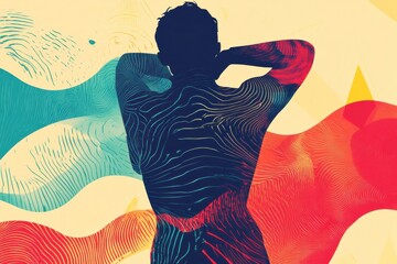 Leinwandbilder - Expressing physical discomfort through abstract representation of pain and emotion in vibrant colors. Generative AI