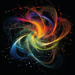 Fototapete - Vibrant energy lines and dots in dynamic flow representing active communication and data exchange activity. Generative AI