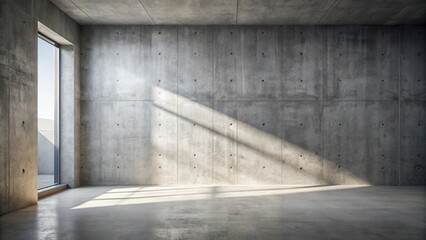 Poster - Empty Concrete Room with Sunlight Streaming Through Window