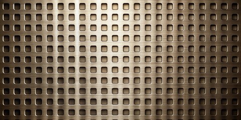 Poster - Abstract Metallic Grid Texture with Square Perforations and Brushed Metal Finish