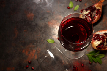 Wall Mural - Pomegranate wine, concept of delicious alcohol drink