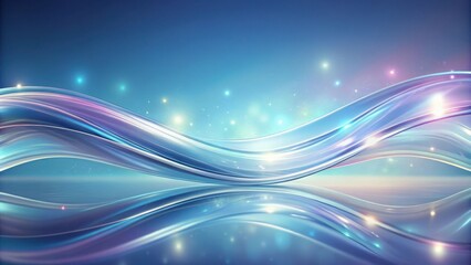 Poster - Abstract Serene Blue Waves with Glimmering Lights and Reflective Surface