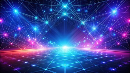 Aufkleber - Abstract Futuristic Network Connection Background with Glowing Lines and Nodes