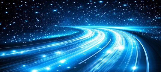 Wall Mural - abstract glowing light trails with starry background. motion light effect. abstract background