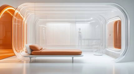 Poster - An empty, minimalist room with transparent tubes and sleek, modern furnishings, offering a clean and contemporary design aesthetic in a 3D render.