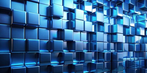 Aufkleber - Abstract Background of Shiny Blue Cubes, a Three-Dimensional Textured Surface