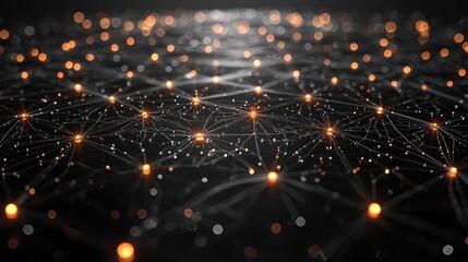 Wall Mural - abstract network of glowing nodes and connections.