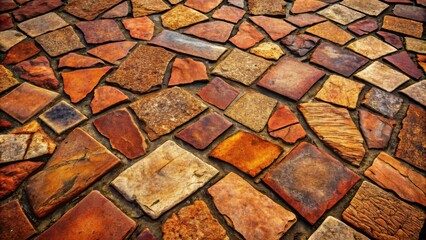 Fototapete - Rustic Irregular Stone Pavement Texture A Detailed View of Varied Earth Tones and Shapes