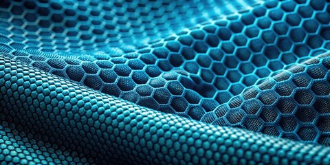 Aufkleber - Close-up of Textured Blue Honeycomb Fabric with a Soft Drape